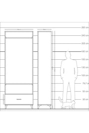 Arges Dolap 2 Raflı Tek Çekmeceli Tek Askılı 88x30x243 Antrasit-Çam