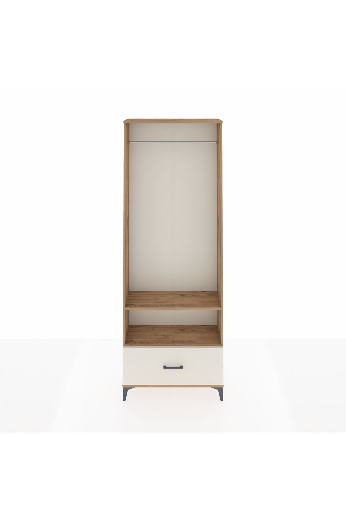 Arges Dolap 2 Raflı Tek Çekmeceli Tek Askılı 88x30x243 Çam-Aytaşı