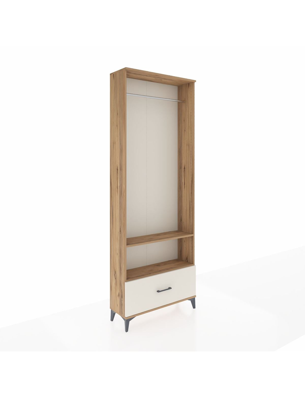 Arges Dolap 2 Raflı Tek Çekmeceli Tek Askılı 88x30x243 Çam-Aytaşı