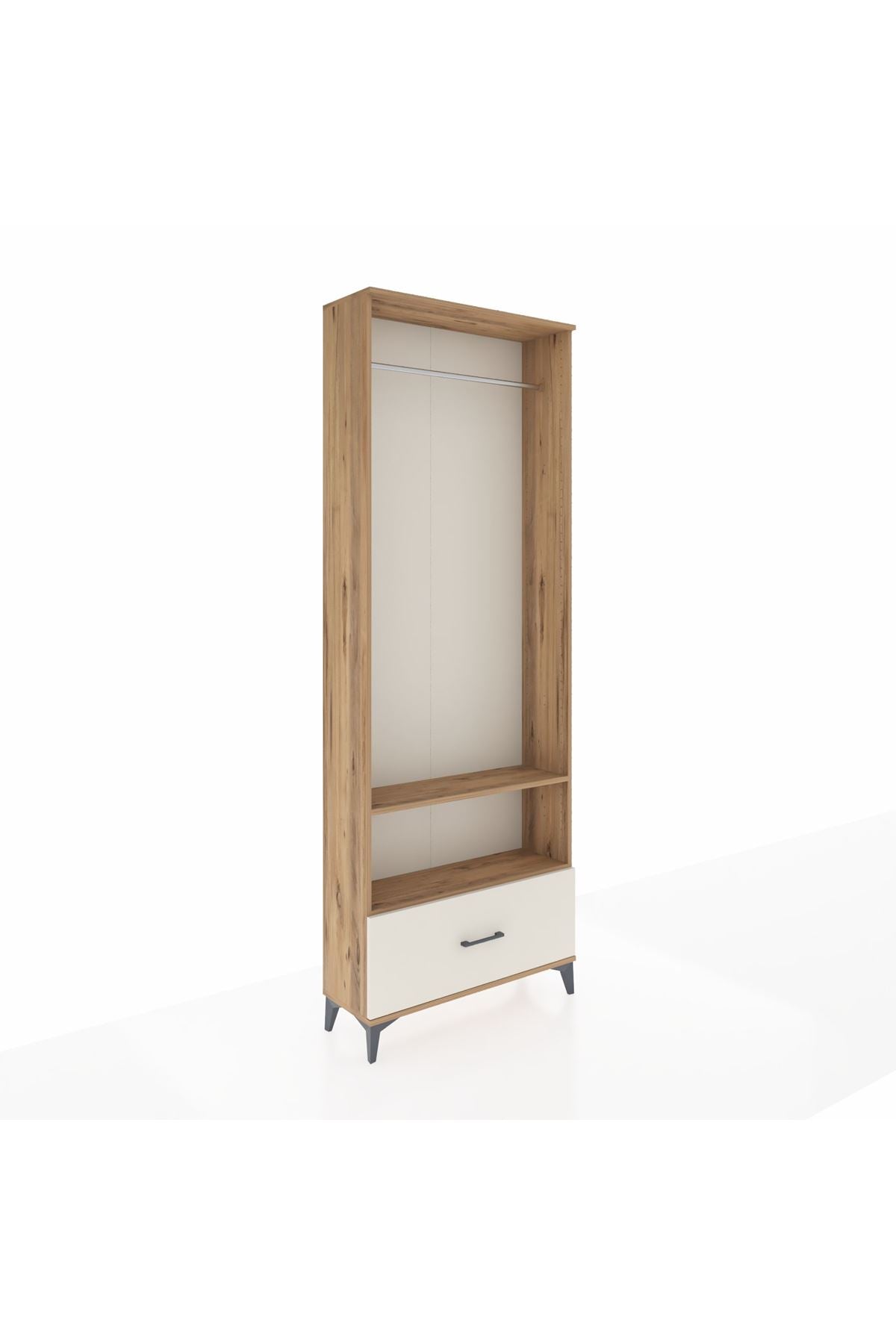 Arges Dolap 2 Raflı Tek Çekmeceli Tek Askılı 88x30x243 Çam-Aytaşı