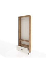 Arges Dolap 2 Raflı Tek Çekmeceli Tek Askılı 88x30x243 Çam-Aytaşı