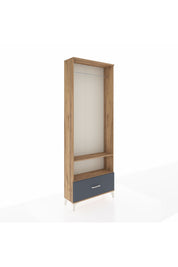 Arges Dolap 2 Raflı Tek Çekmeceli Tek Askılı 88x30x243 Çam-Antrasit