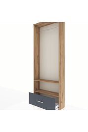 Arges Dolap 2 Raflı Tek Çekmeceli Tek Askılı 88x30x243 Çam-Antrasit
