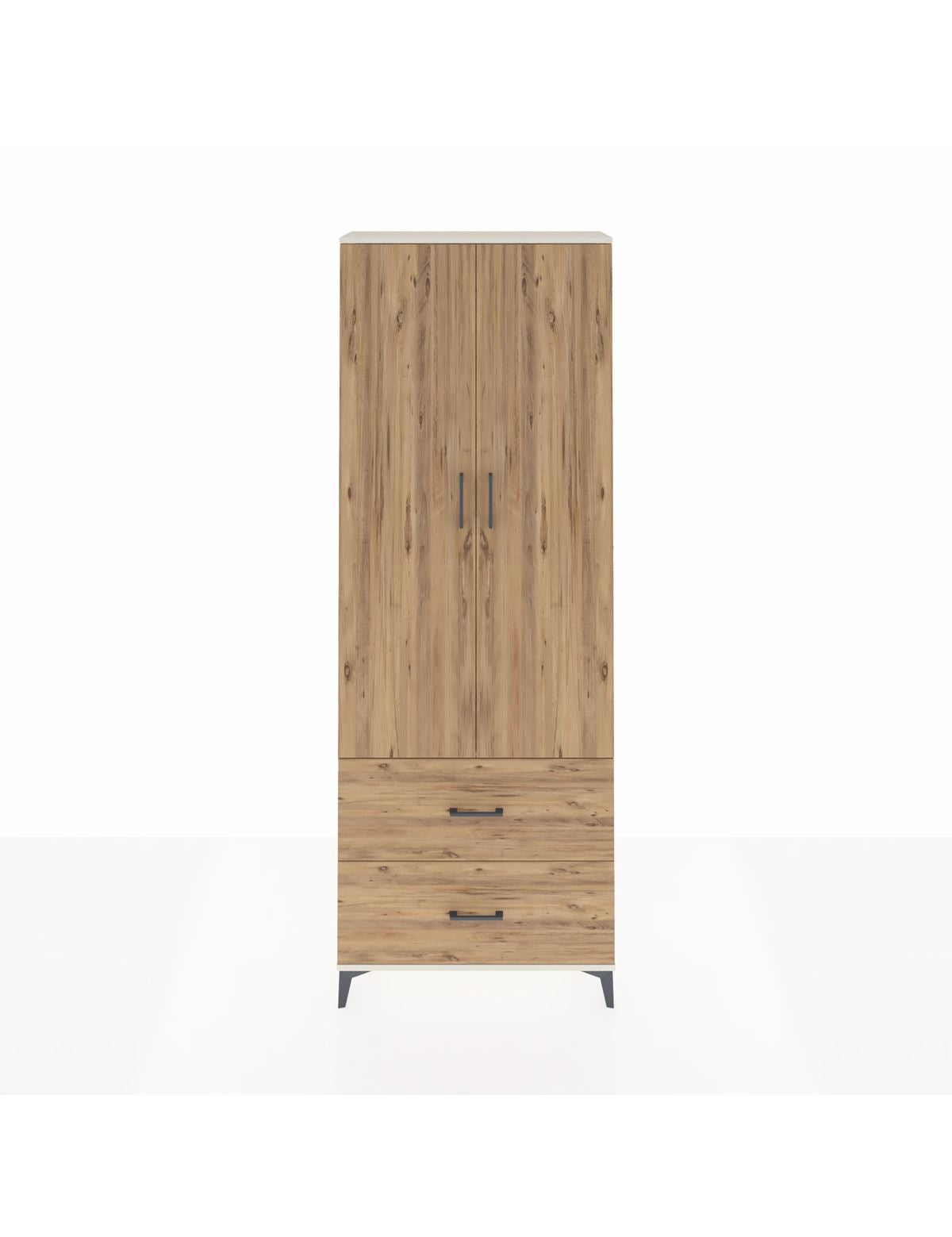 Arges Dolap Tek Raflı 2 Çekmeceli Tek Askılı 88x30x243 Aytaşı-Çam