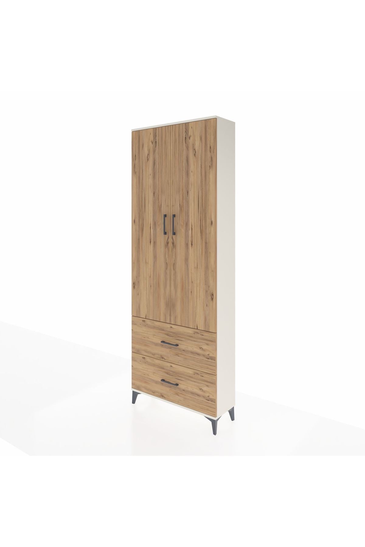 Arges Dolap Tek Raflı 2 Çekmeceli Tek Askılı 88x30x243 Aytaşı-Çam