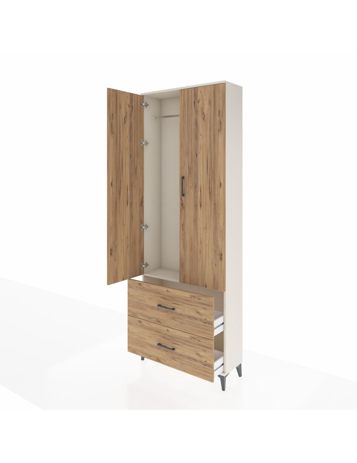 Arges Dolap Tek Raflı 2 Çekmeceli Tek Askılı 88x30x243 - S33M315V3A