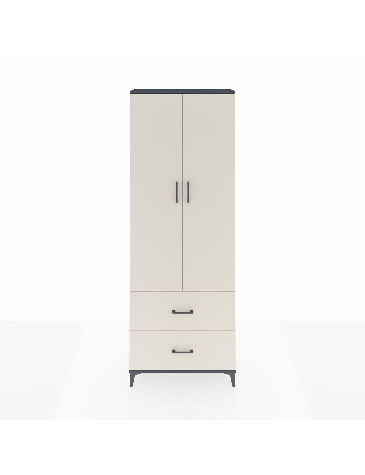 Arges Dolap Tek Raflı 2 Çekmeceli Tek Askılı 88x30x243 Antrasit-Aytaşı