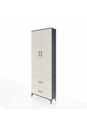 Arges Dolap Tek Raflı 2 Çekmeceli Tek Askılı 88x30x243 Antrasit-Aytaşı