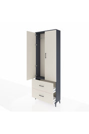 Arges Dolap Tek Raflı 2 Çekmeceli Tek Askılı 88x30x243 Antrasit-Aytaşı