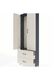 Arges Dolap Tek Raflı 2 Çekmeceli Tek Askılı 88x30x243 Antrasit-Aytaşı