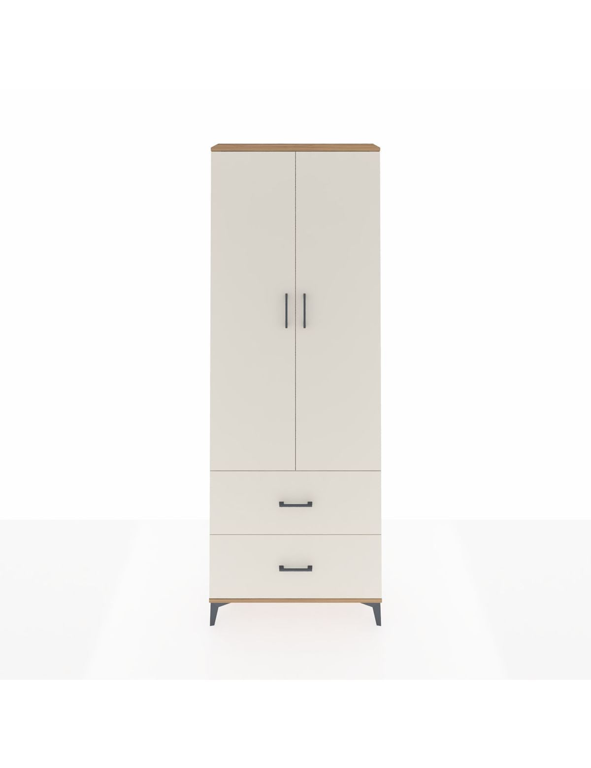 Arges Dolap Tek Raflı 2 Çekmeceli Tek Askılı 88x30x243 Çam-Aytaşı