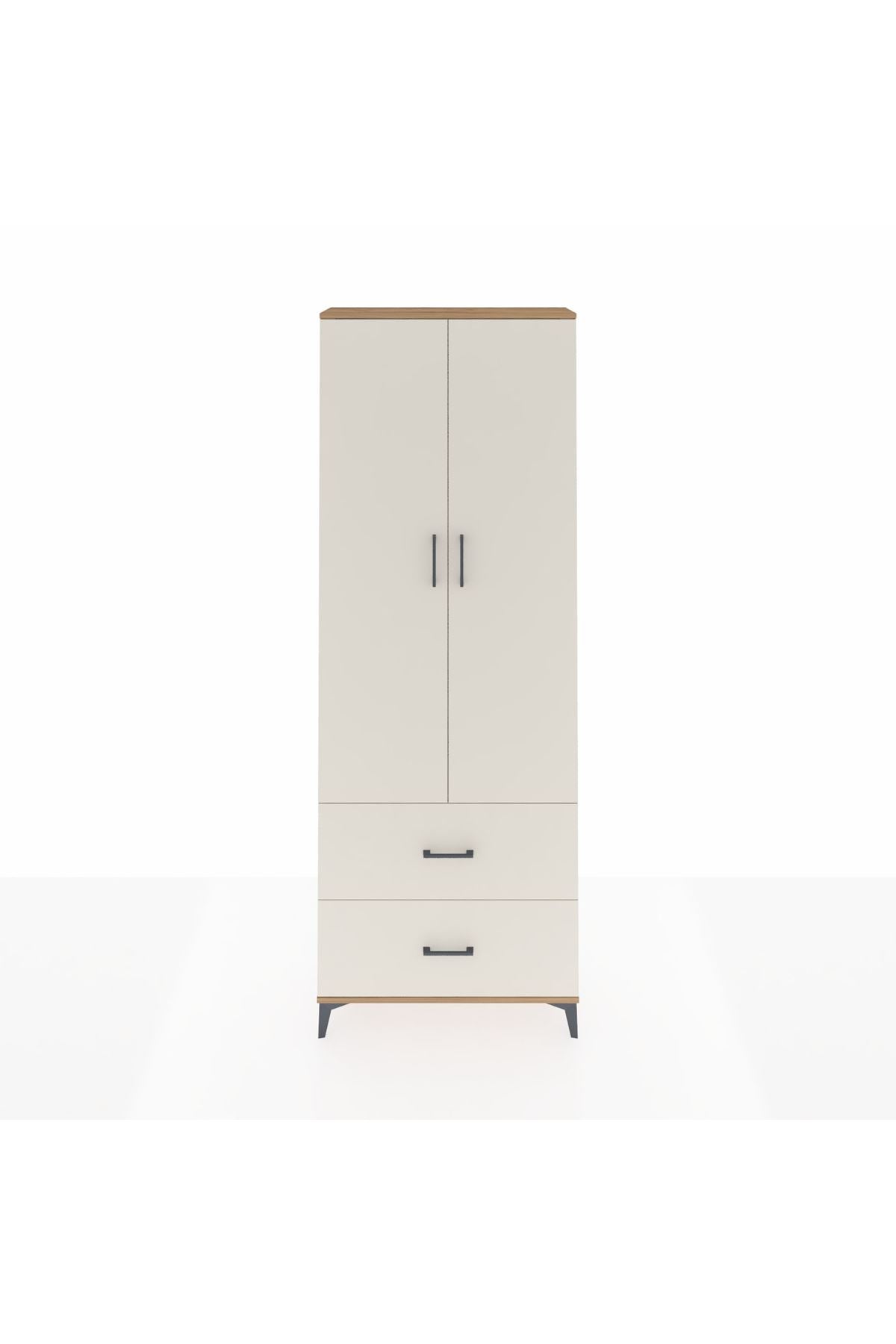 Arges Dolap Tek Raflı 2 Çekmeceli Tek Askılı 88x30x243 Çam-Aytaşı