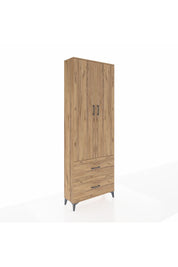 Arges Dolap Tek Raflı 2 Çekmeceli Tek Askılı 88x30x243 Çam-Çam