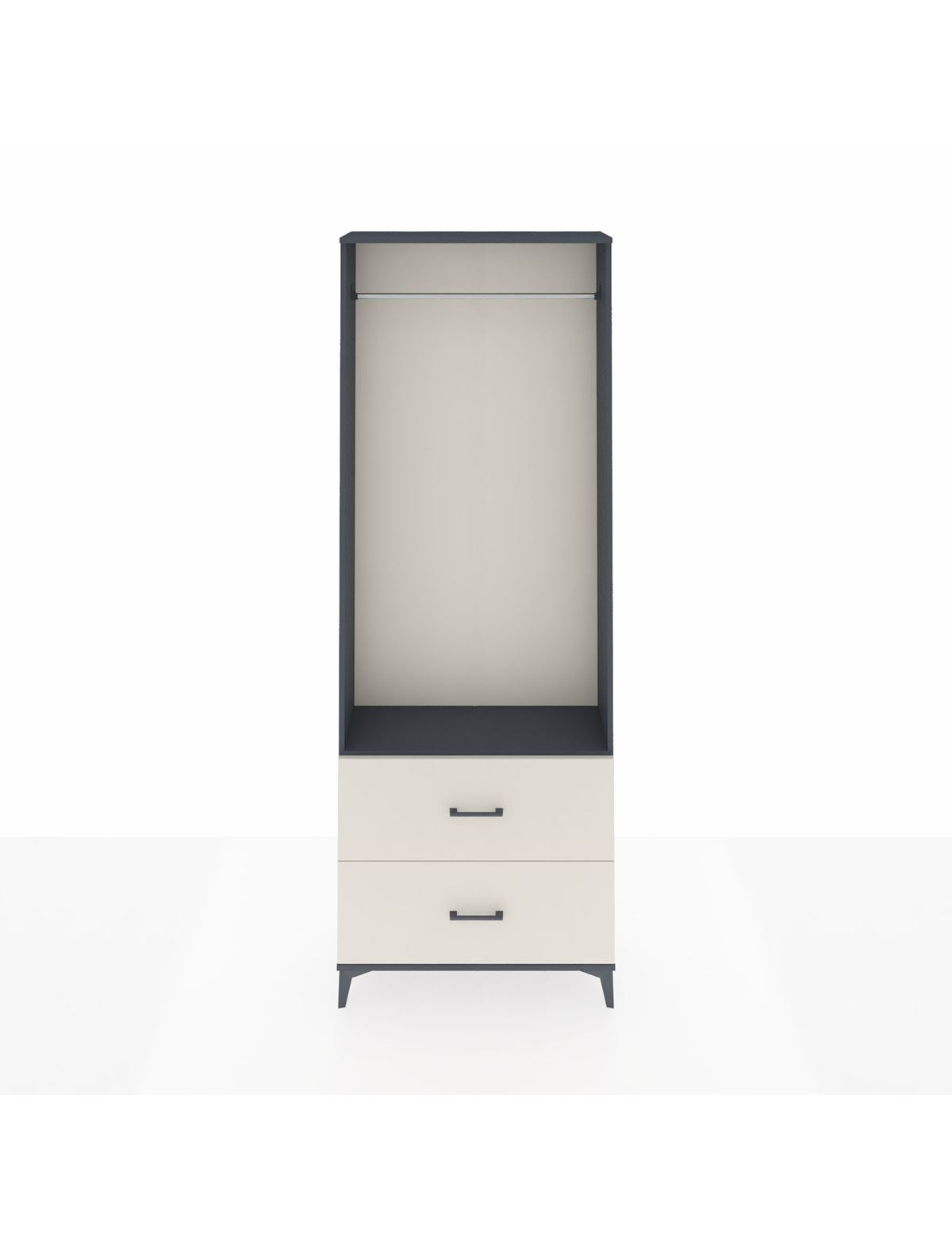 Arges Dolap Tek Raflı 2 Çekmeceli Tek Askılı 88x30x243 Antrasit-Aytaşı