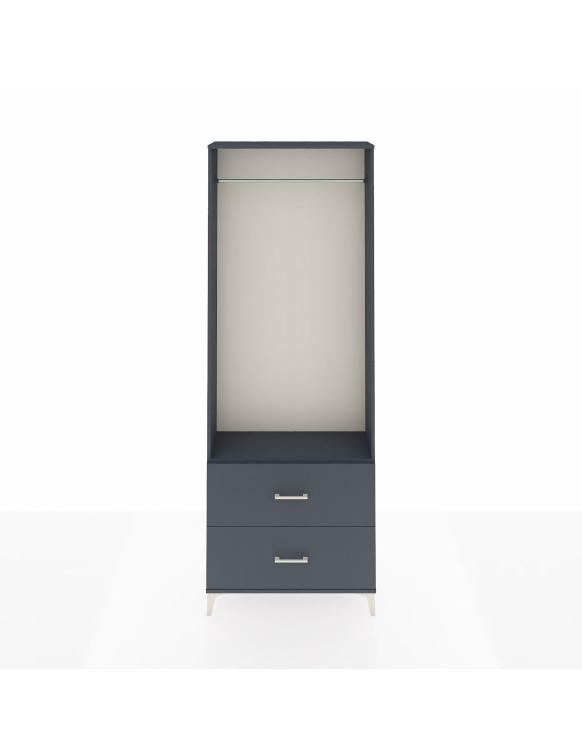 Arges Dolap Tek Raflı 2 Çekmeceli Tek Askılı 88x30x243 Antrasit-Antrasit