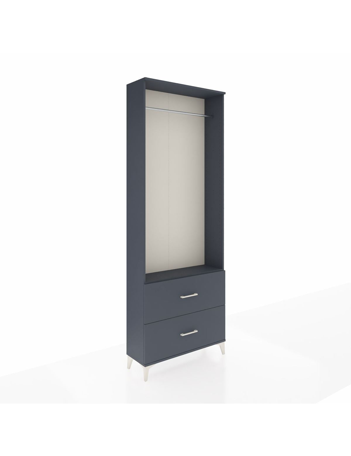 Arges Dolap Tek Raflı 2 Çekmeceli Tek Askılı 88x30x243 Antrasit-Antrasit