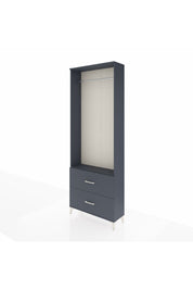 Arges Dolap Tek Raflı 2 Çekmeceli Tek Askılı 88x30x243 Antrasit-Antrasit