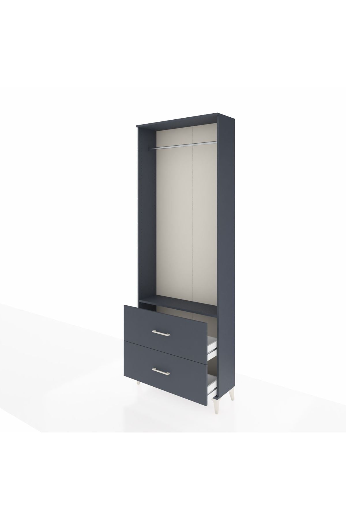Arges Dolap Tek Raflı 2 Çekmeceli Tek Askılı 88x30x243 Antrasit-Antrasit