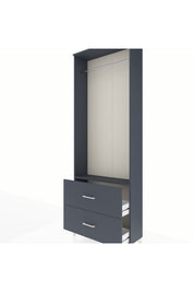 Arges Dolap Tek Raflı 2 Çekmeceli Tek Askılı 88x30x243 Antrasit-Antrasit