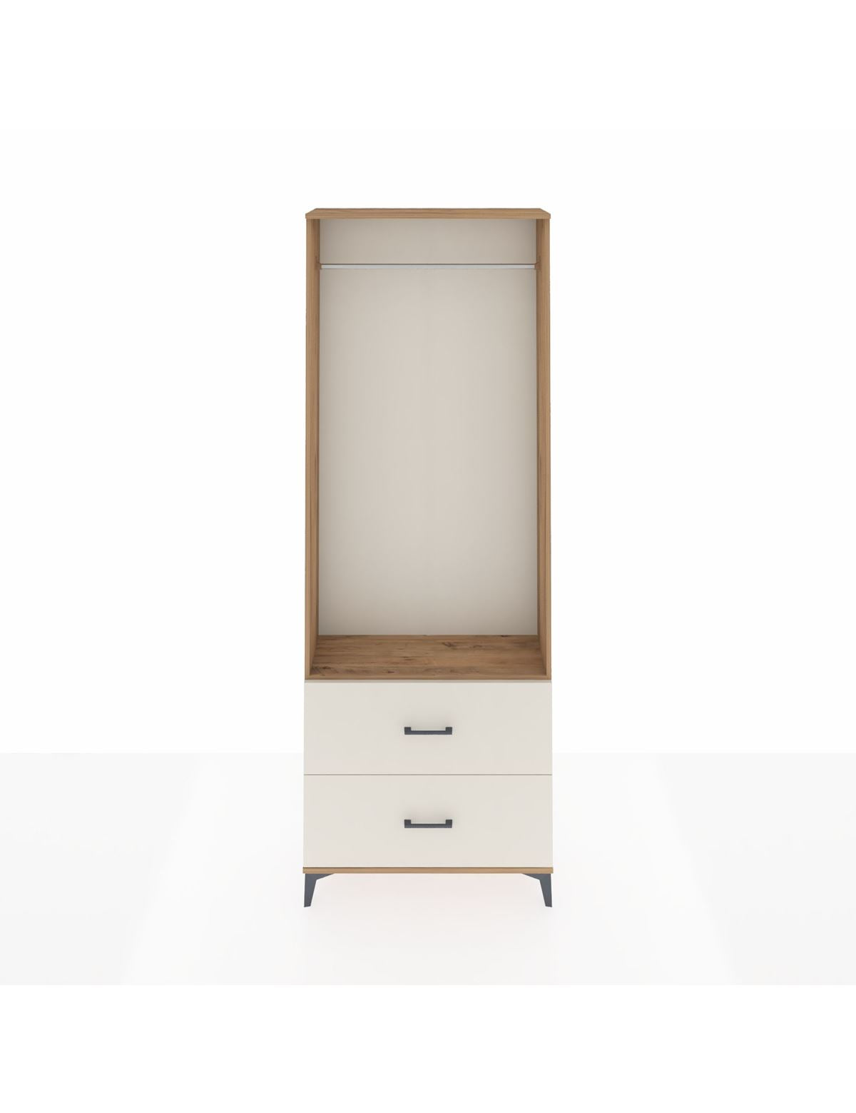 Arges Dolap Tek Raflı 2 Çekmeceli Tek Askılı 88x30x243 Çam-Aytaşı