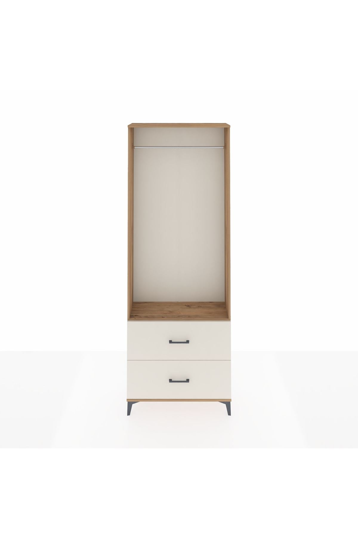 Arges Dolap Tek Raflı 2 Çekmeceli Tek Askılı 88x30x243 Çam-Aytaşı