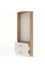 Arges Dolap Tek Raflı 2 Çekmeceli Tek Askılı 88x30x243 Çam-Aytaşı