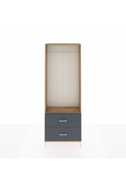 Arges Dolap Tek Raflı 2 Çekmeceli Tek Askılı 88x30x243 Çam-Antrasit