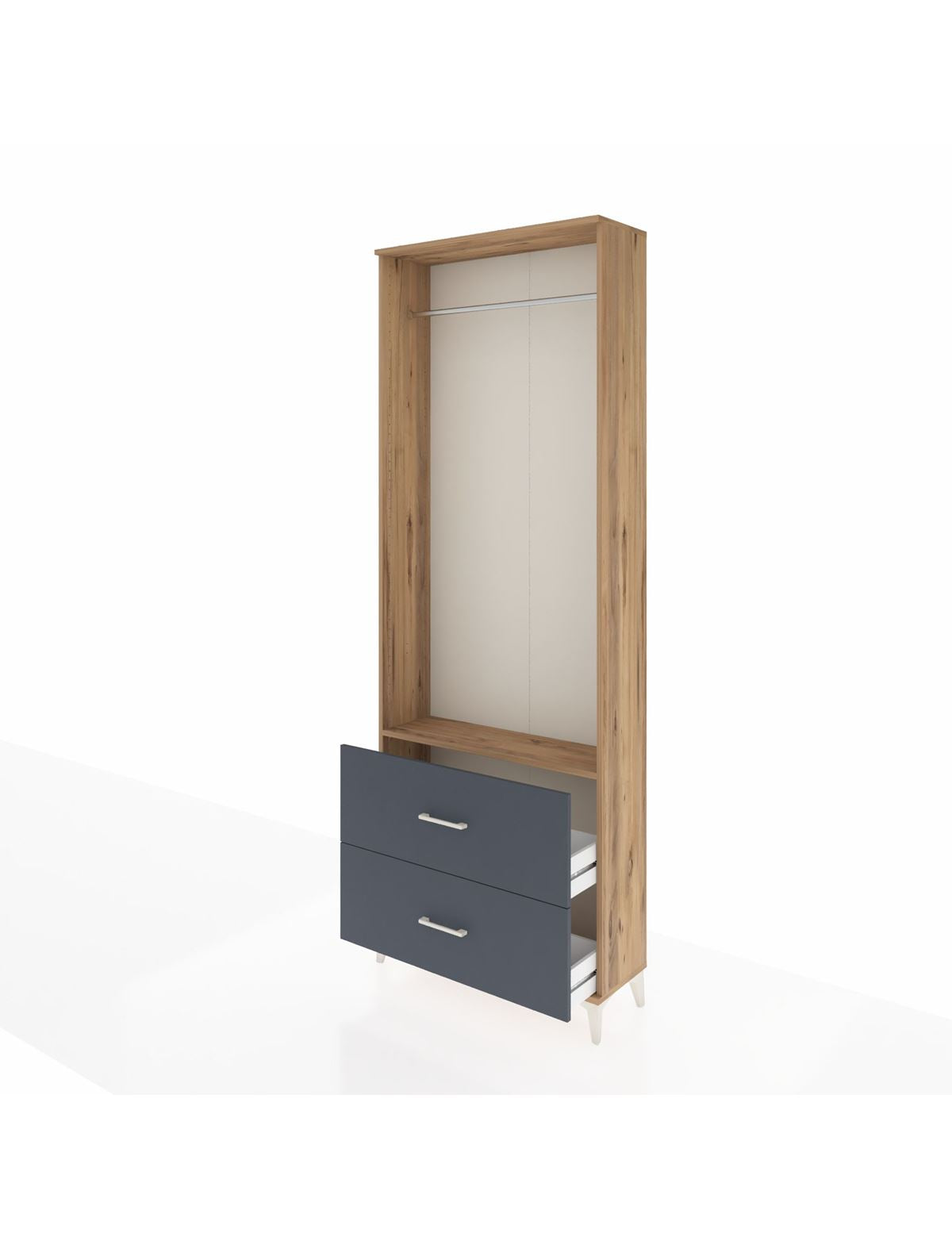 Arges Dolap Tek Raflı 2 Çekmeceli Tek Askılı 88x30x243 - S33M316V8A