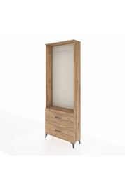 Arges Dolap Tek Raflı 2 Çekmeceli Tek Askılı 88x30x243 Çam-Çam