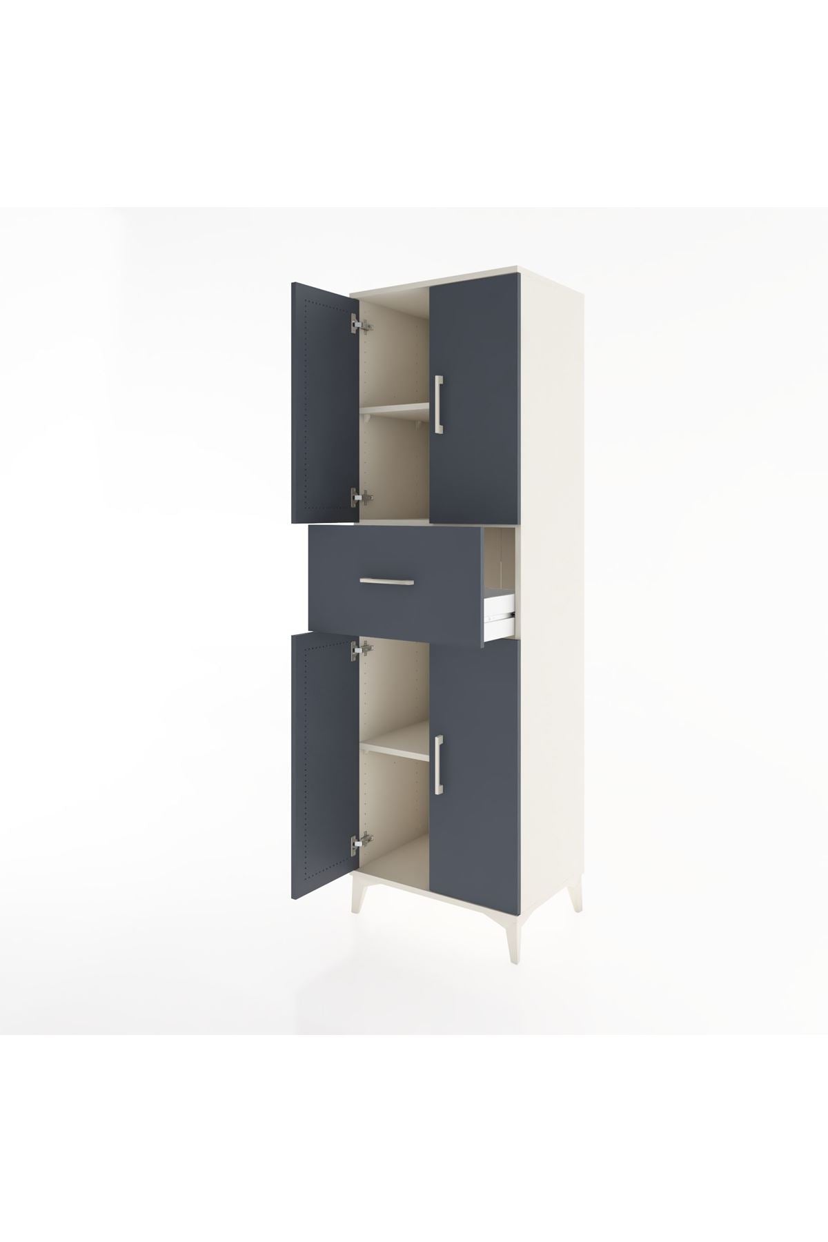 Hyperion Dolap 3 Raflı Tek Çekmeceli 4 Kapaklı 60x44x195 Aytaşı-Antrasit