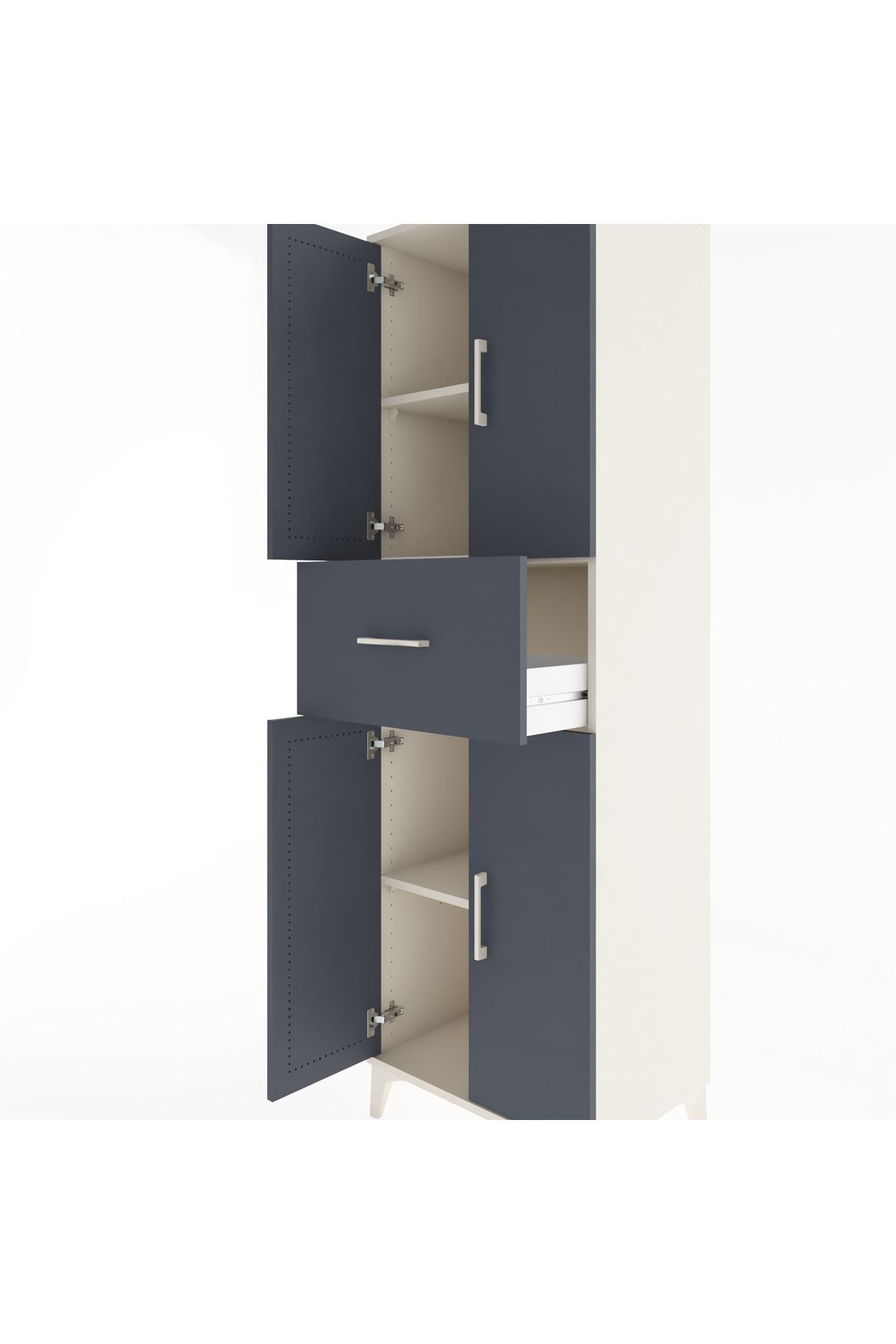 Hyperion Dolap 3 Raflı Tek Çekmeceli 4 Kapaklı 60x44x195 Aytaşı-Antrasit