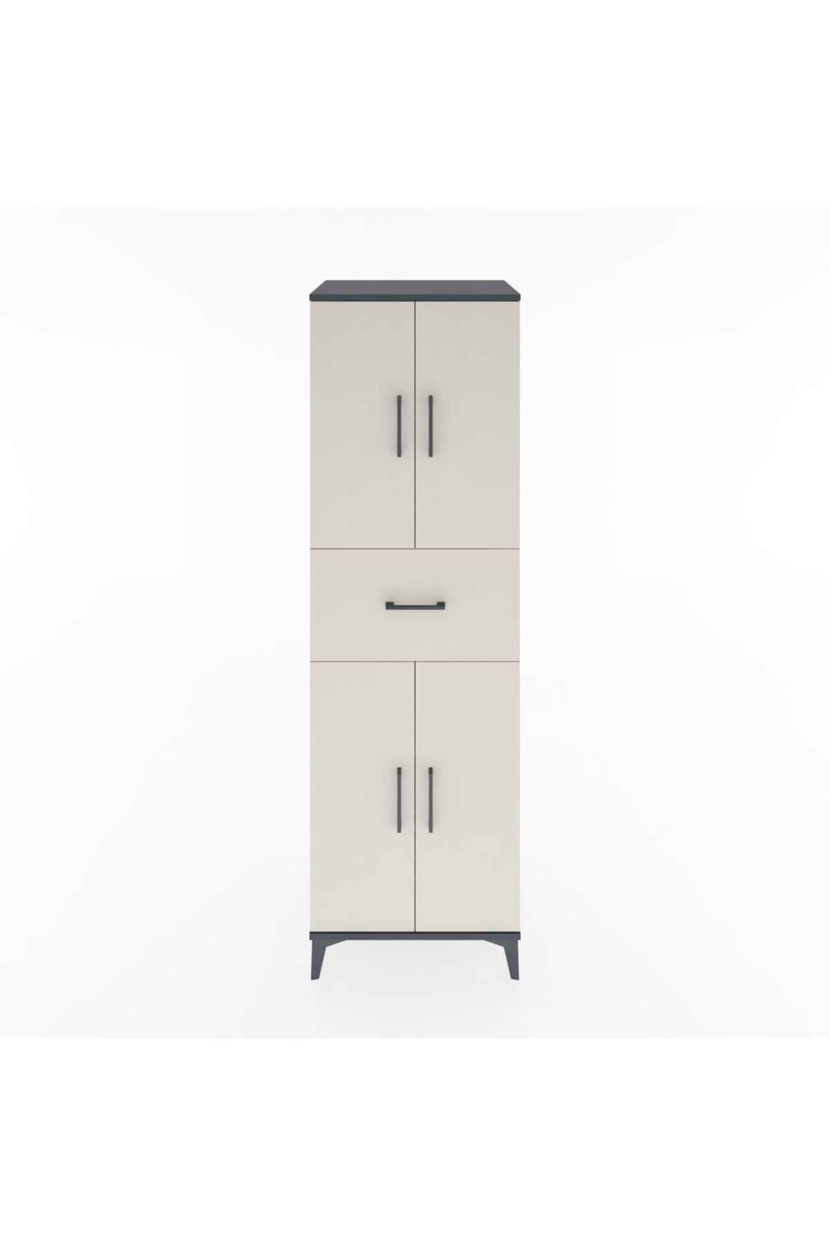 Hyperion Dolap 3 Raflı Tek Çekmeceli 4 Kapaklı 60x44x195 Antrasit-Aytaşı