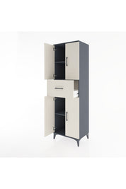 Hyperion Dolap 3 Raflı Tek Çekmeceli 4 Kapaklı 60x44x195 Antrasit-Aytaşı