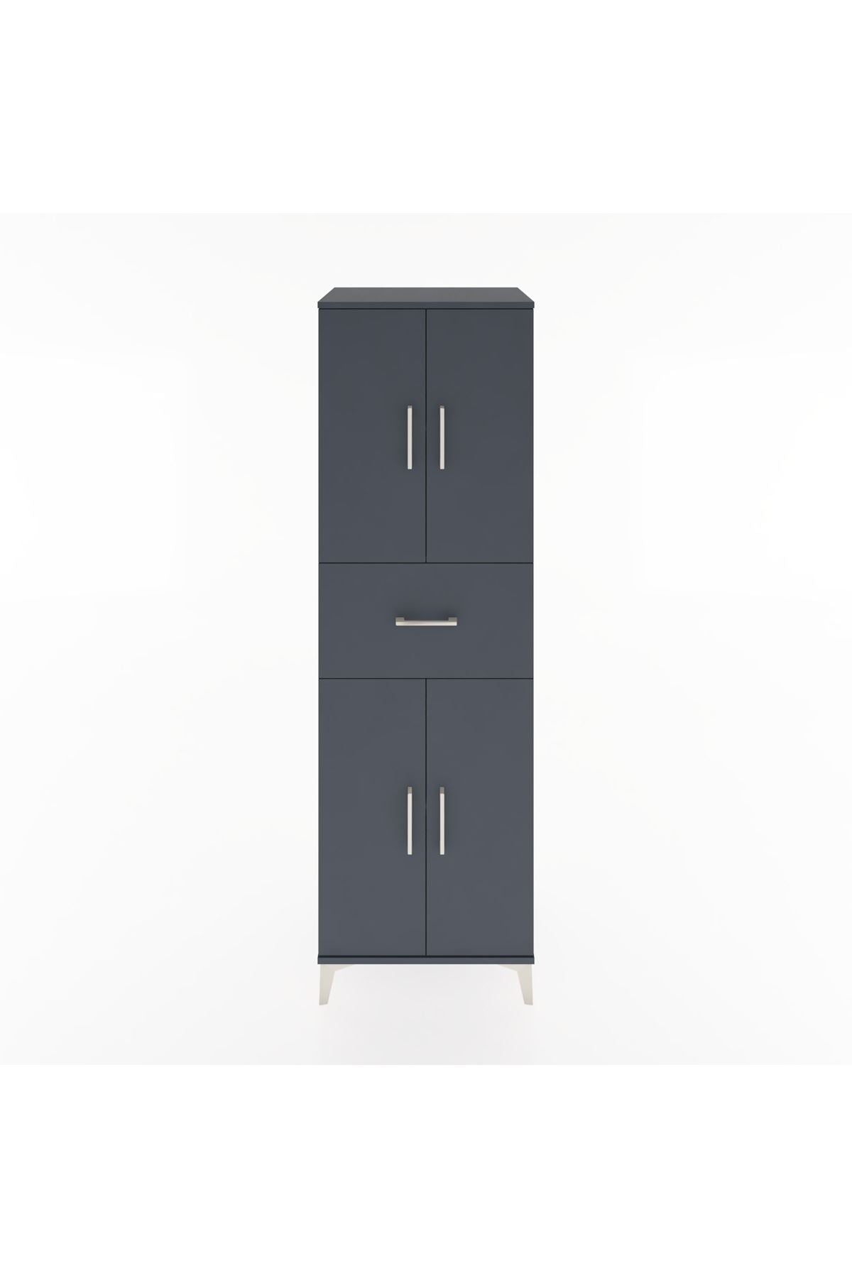 Hyperion Dolap 3 Raflı Tek Çekmeceli 4 Kapaklı 60x44x195 Antrasit-Antrasit