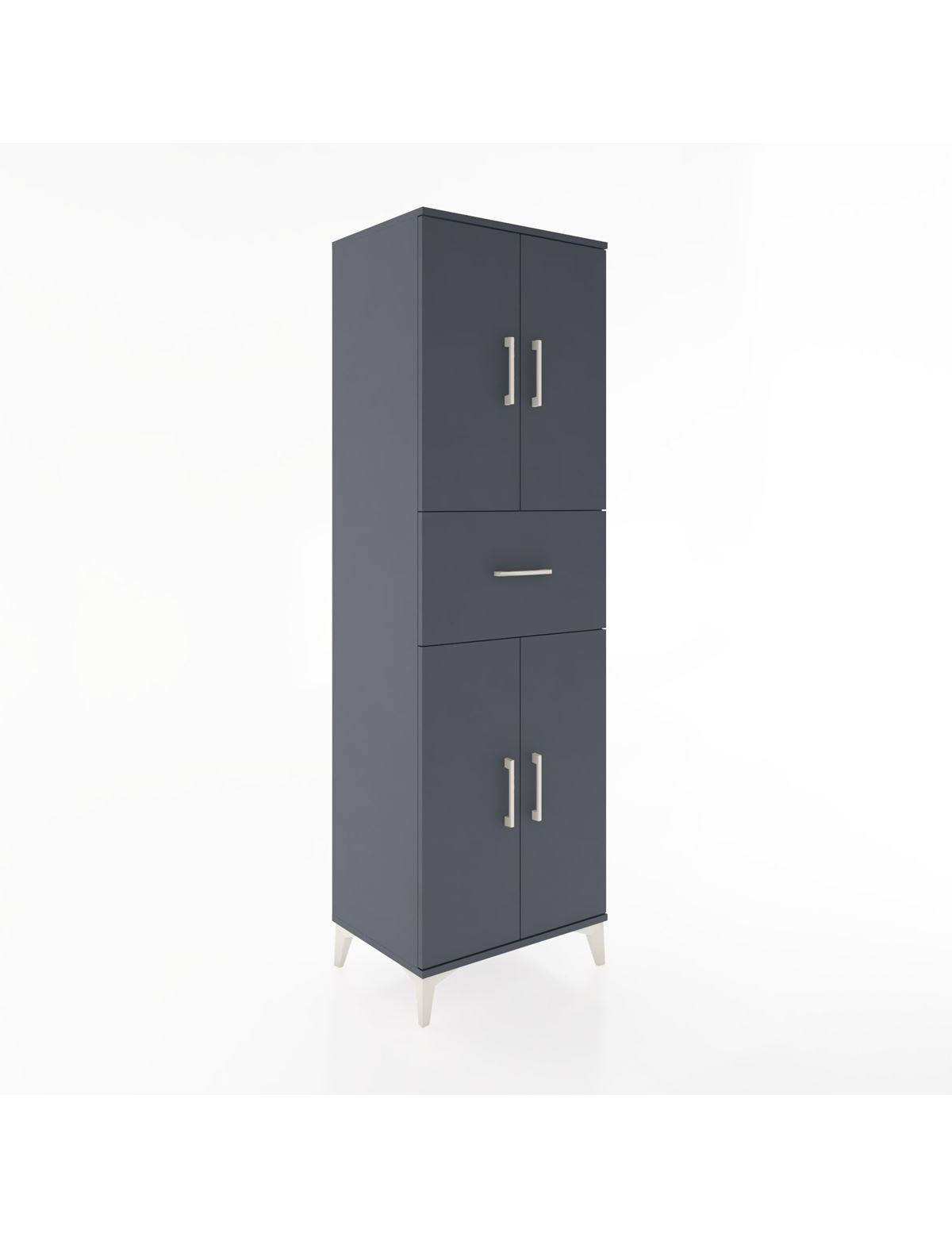 Hyperion Dolap 3 Raflı Tek Çekmeceli 4 Kapaklı 60x44x195 Antrasit-Antrasit