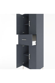 Hyperion Dolap 3 Raflı Tek Çekmeceli 4 Kapaklı 60x44x195 Antrasit-Antrasit