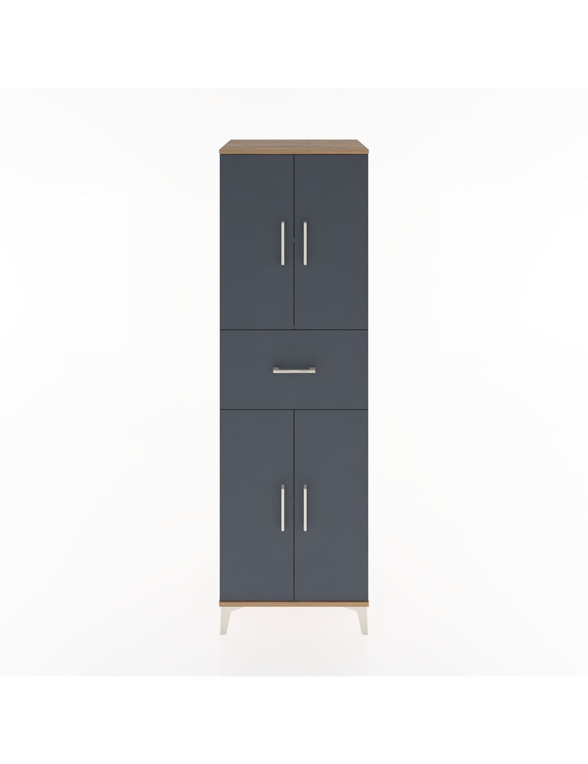 Hyperion Dolap 3 Raflı Tek Çekmeceli 4 Kapaklı 60x44x195 Çam-Antrasit