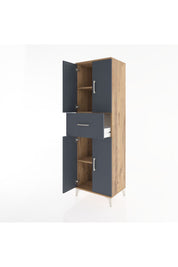 Hyperion Dolap 3 Raflı Tek Çekmeceli 4 Kapaklı 60x44x195 Çam-Antrasit
