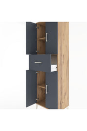 Hyperion Dolap 3 Raflı Tek Çekmeceli 4 Kapaklı 60x44x195 Çam-Antrasit