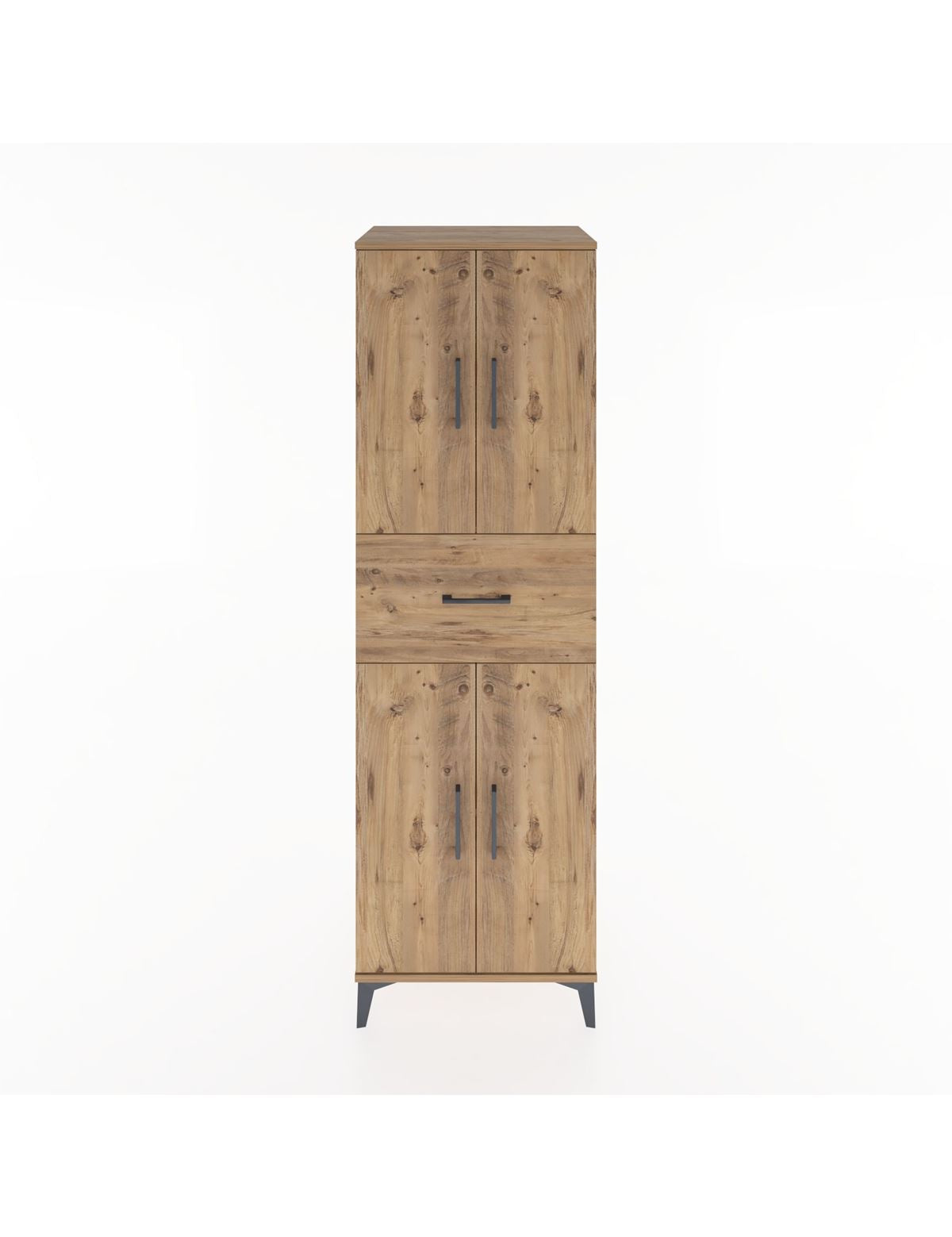 Hyperion Dolap 3 Raflı Tek Çekmeceli 4 Kapaklı 60x44x195 Çam-Çam