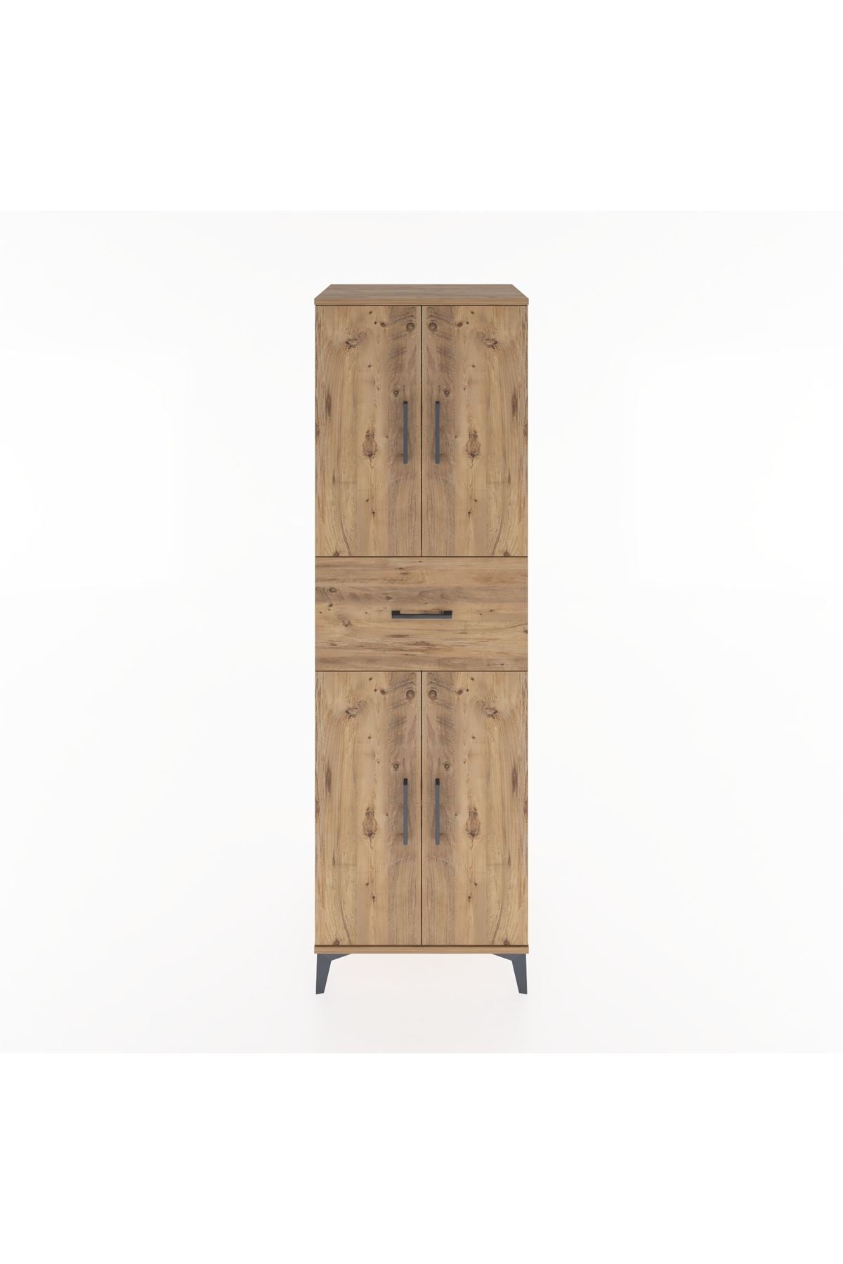 Hyperion Dolap 3 Raflı Tek Çekmeceli 4 Kapaklı 60x44x195 Çam-Çam