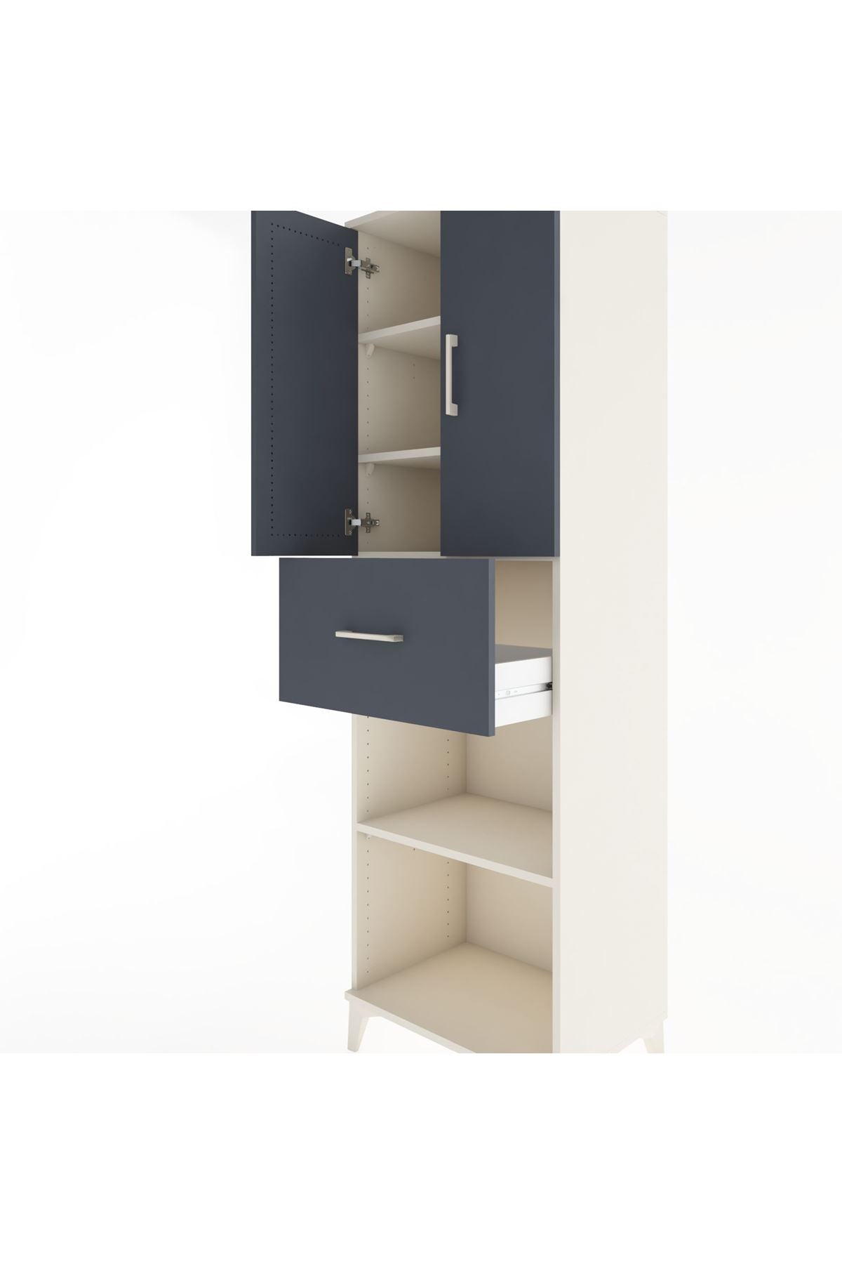 Hyperion Dolap 4 Raflı Tek Çekmeceli 2 Kapaklı 60x44x195 Aytaşı-Antrasit