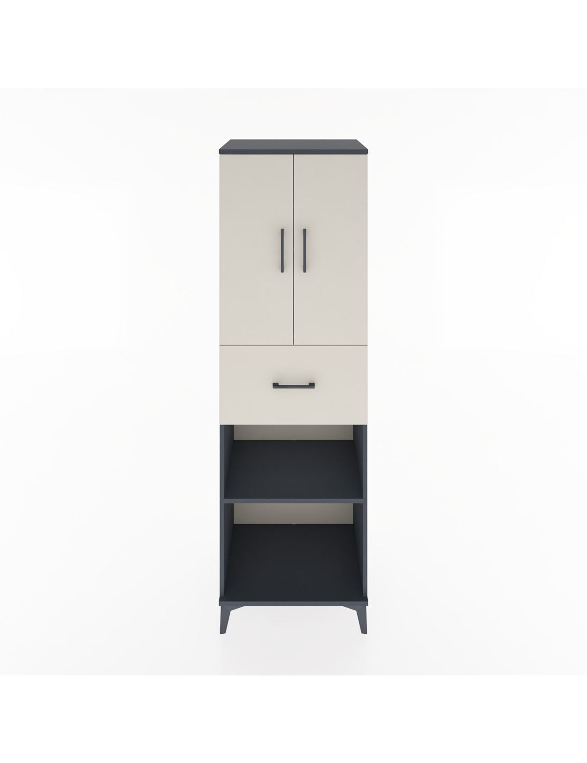 Hyperion Dolap 4 Raflı Tek Çekmeceli 2 Kapaklı 60x44x195 Antrasit-Aytaşı