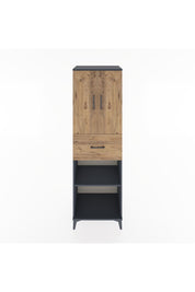 Hyperion Dolap 4 Raflı Tek Çekmeceli 2 Kapaklı 60x44x195 Antrasit-Çam