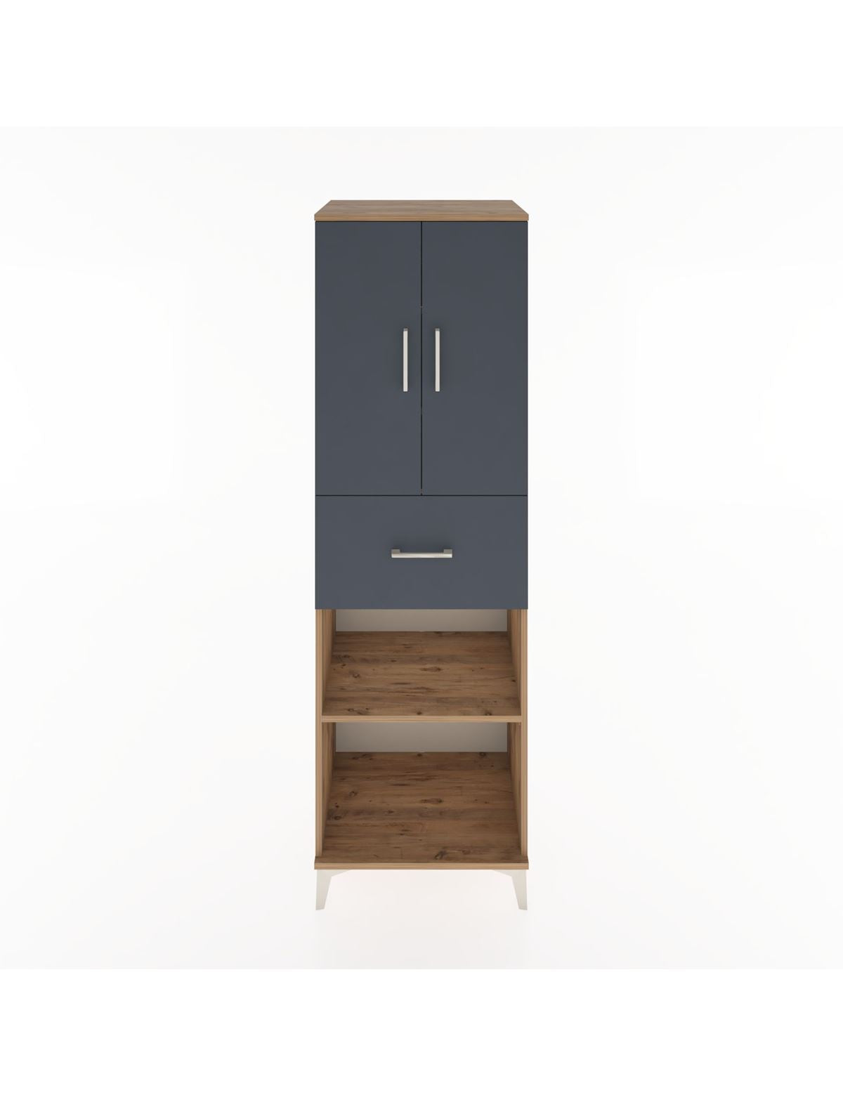 Hyperion Dolap 4 Raflı Tek Çekmeceli 2 Kapaklı 60x44x195 Çam-Antrasit