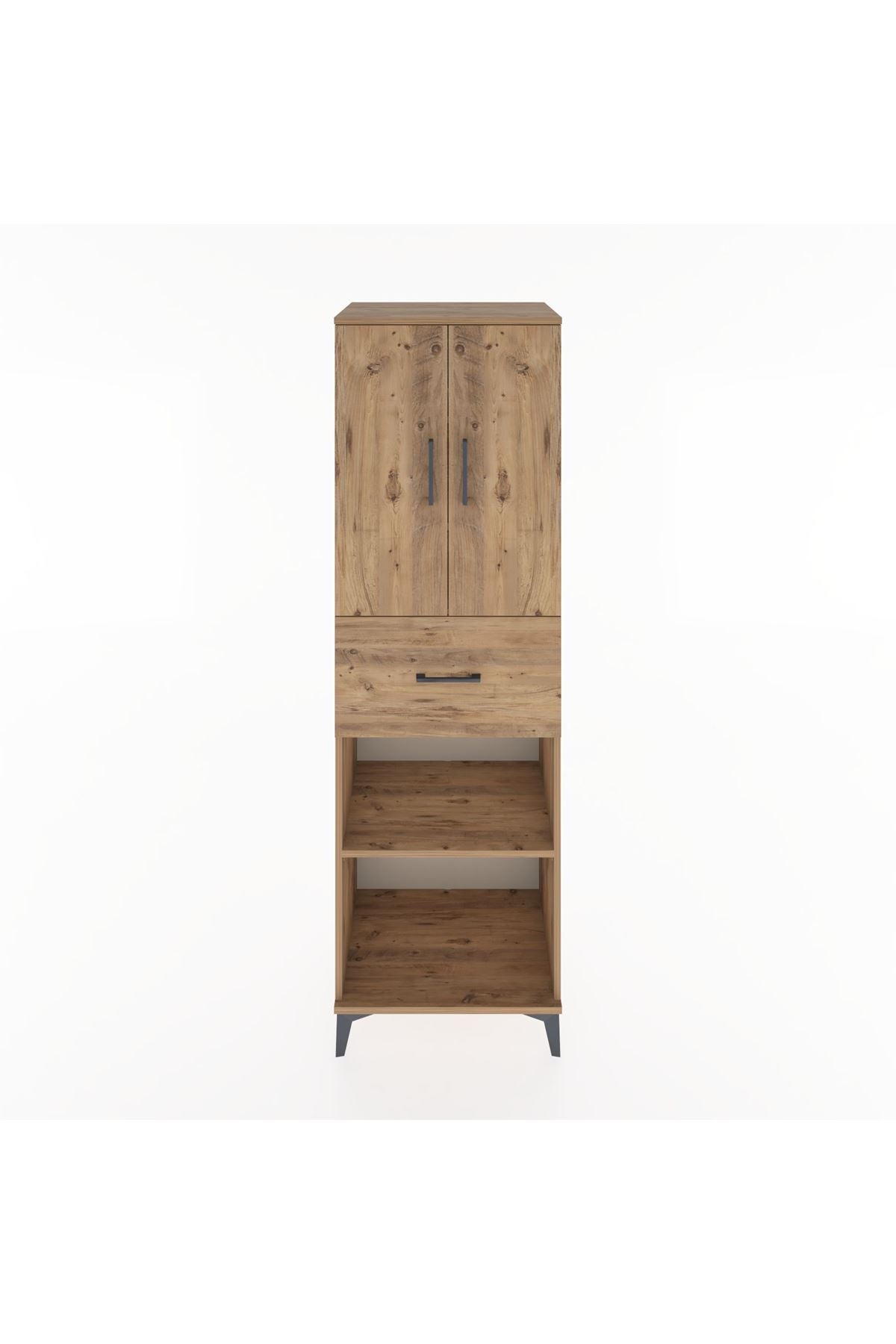 Hyperion Dolap 4 Raflı Tek Çekmeceli 2 Kapaklı 60x44x195 Çam-Çam