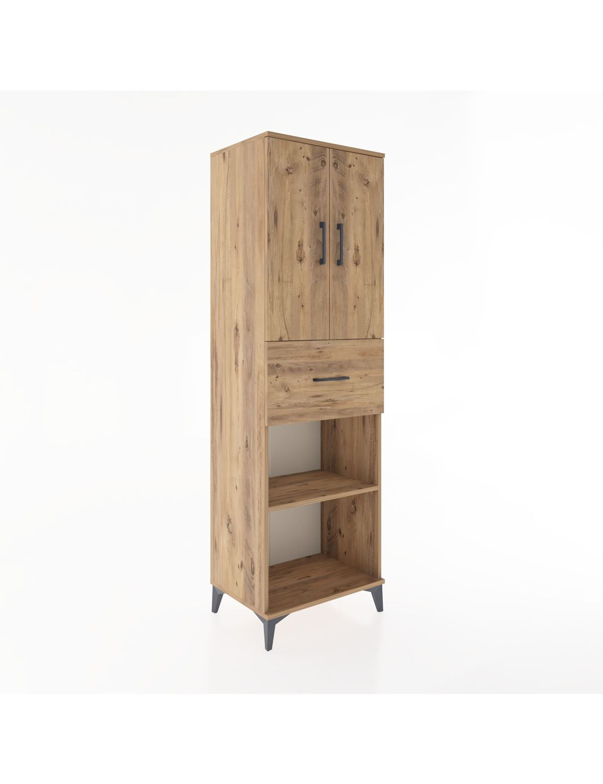 Hyperion Dolap 4 Raflı Tek Çekmeceli 2 Kapaklı 60x44x195 Çam-Çam