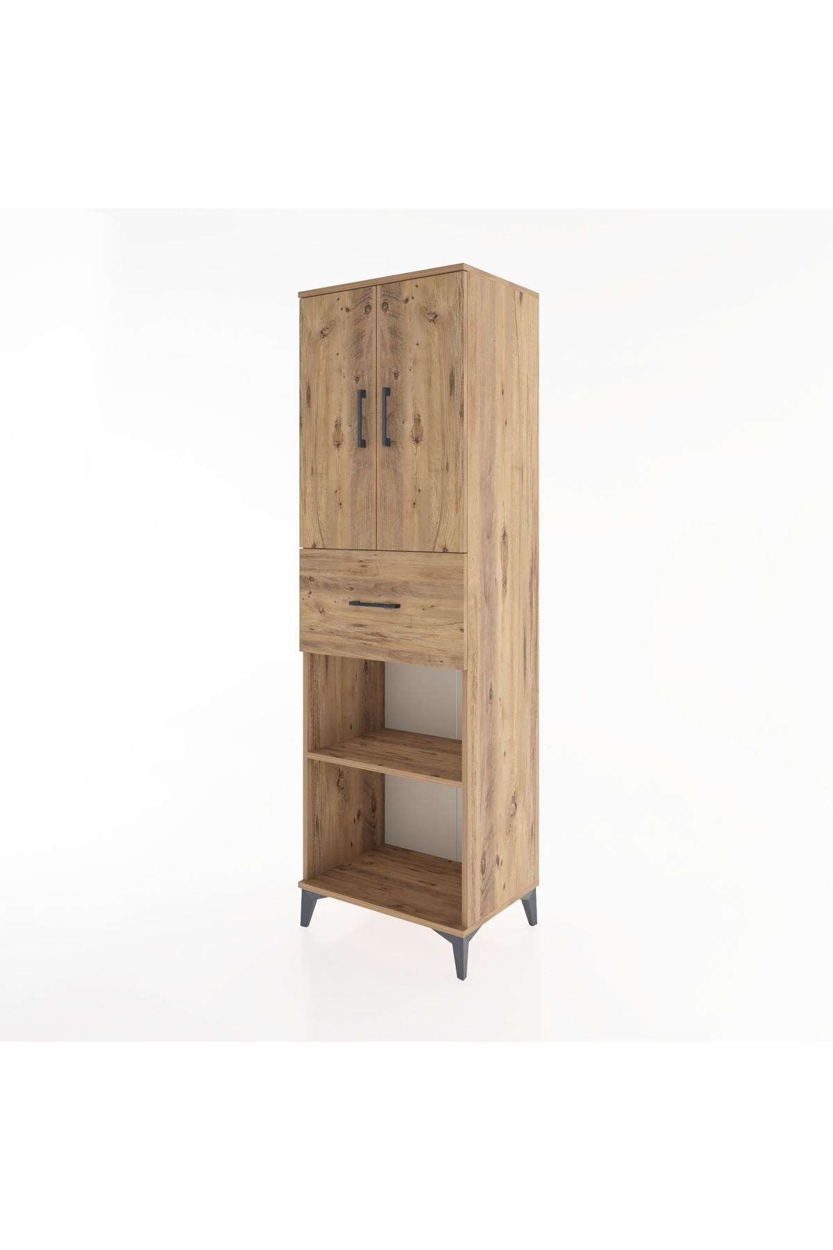 Hyperion Dolap 4 Raflı Tek Çekmeceli 2 Kapaklı 60x44x195 Çam-Çam