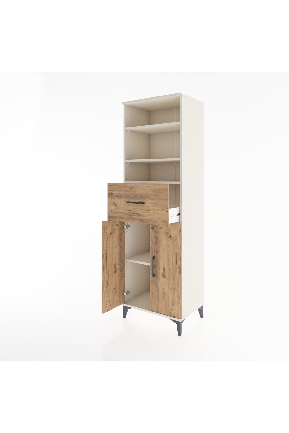 Hyperion Dolap 4 Raflı Tek Çekmeceli 2 Kapaklı 60x44x195 Aytaşı-Çam