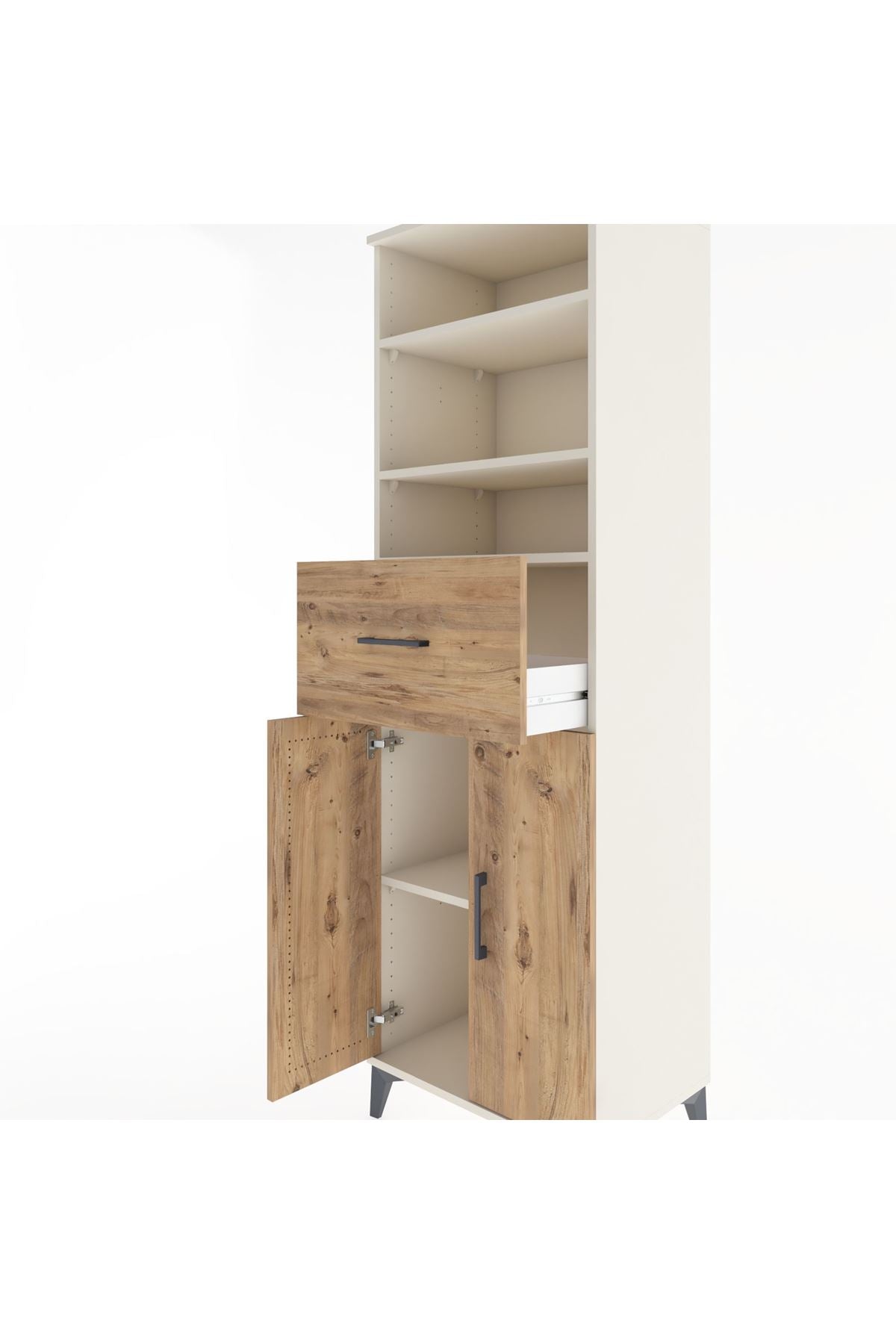 Hyperion Dolap 4 Raflı Tek Çekmeceli 2 Kapaklı 60x44x195 Aytaşı-Çam